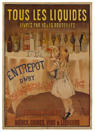 FIRMIN BOUISSET (1859-1925). TOUS LES LIQUIDES. 57x41 inches, 147x105. Camis, Paris.